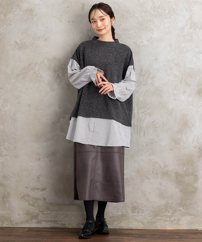 【sabstreet bis】【web限定】シャツコンビプルオーバー