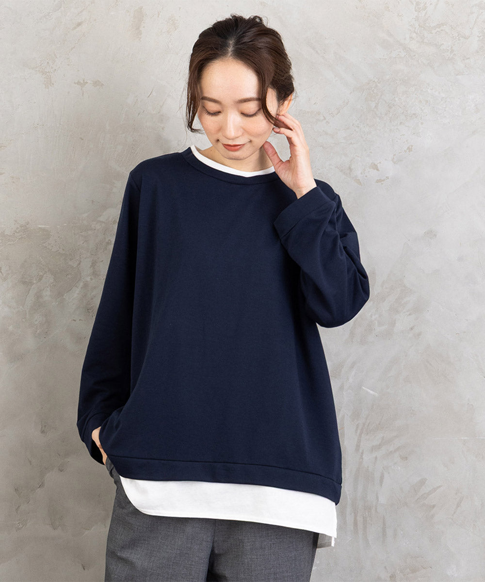 大きいサイズ レディース レイヤード風 プルオーバー カットソー｜大きいサイズ レディース ブランド 通販 安い WEB限定 カジュアル コーデ ファッション