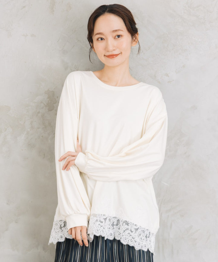 【sabstreet bis】【web限定】 裾レースドッキングカットソー
