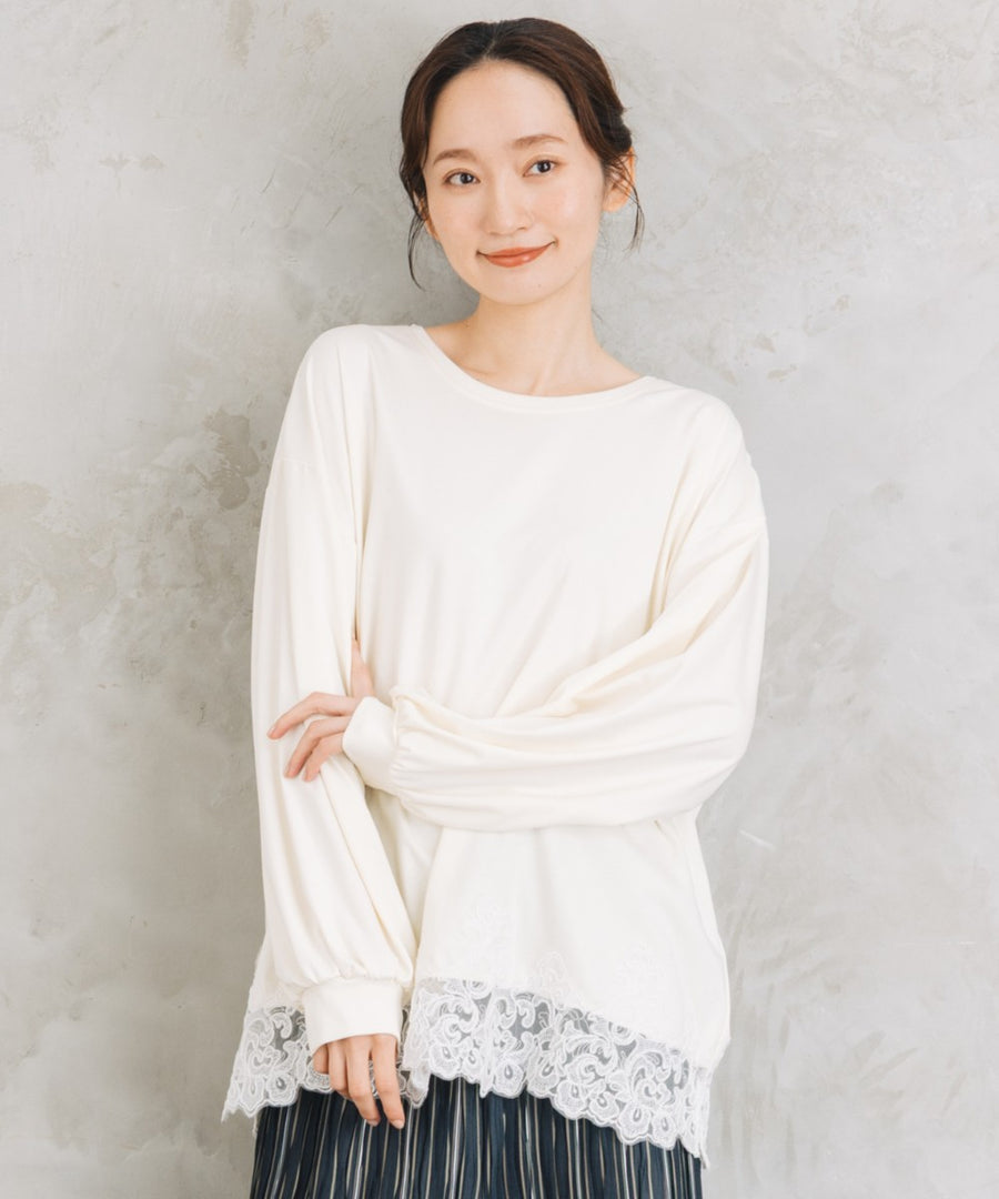 【sabstreet bis】【web限定】 裾レースドッキングカットソー【先行予約】