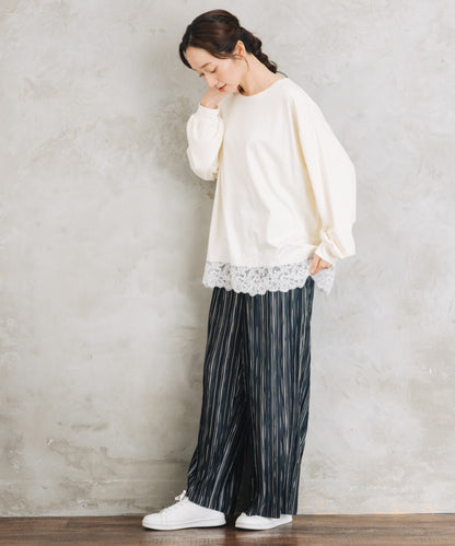 【sabstreet bis】【web限定】 裾レースドッキングカットソー