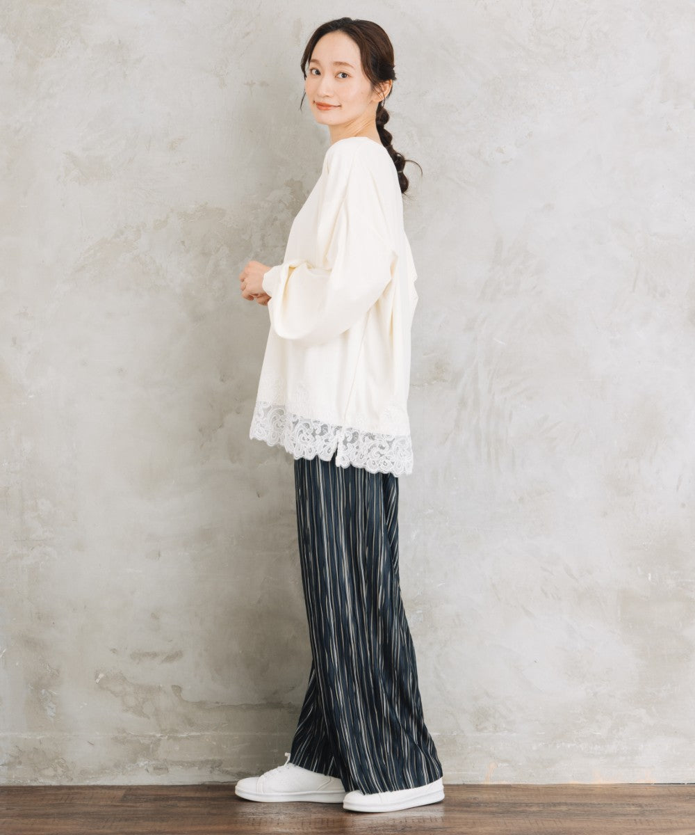 【sabstreet bis】【web限定】 裾レースドッキングカットソー