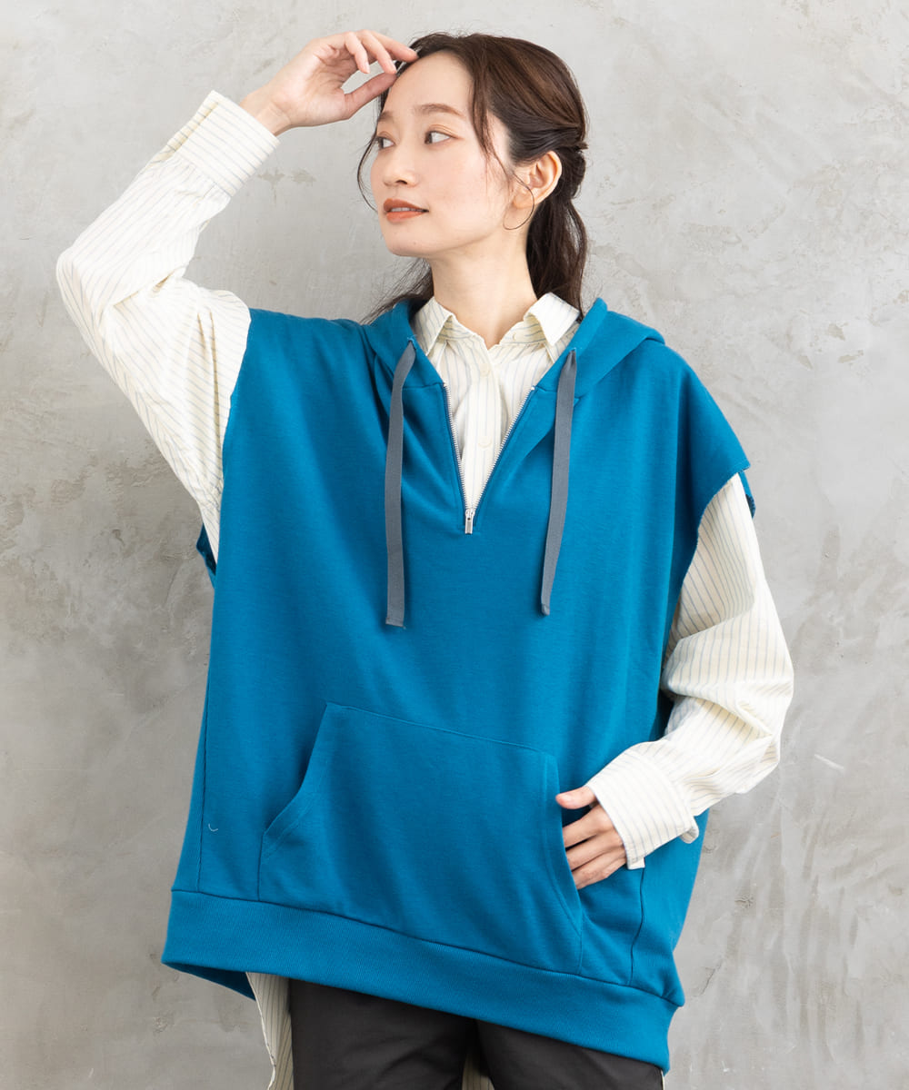 大きいサイズ レディース フーディベスト 裏毛｜大きいサイズ レディース ブランド 通販 安い WEB限定 カジュアル コーデ ファッション