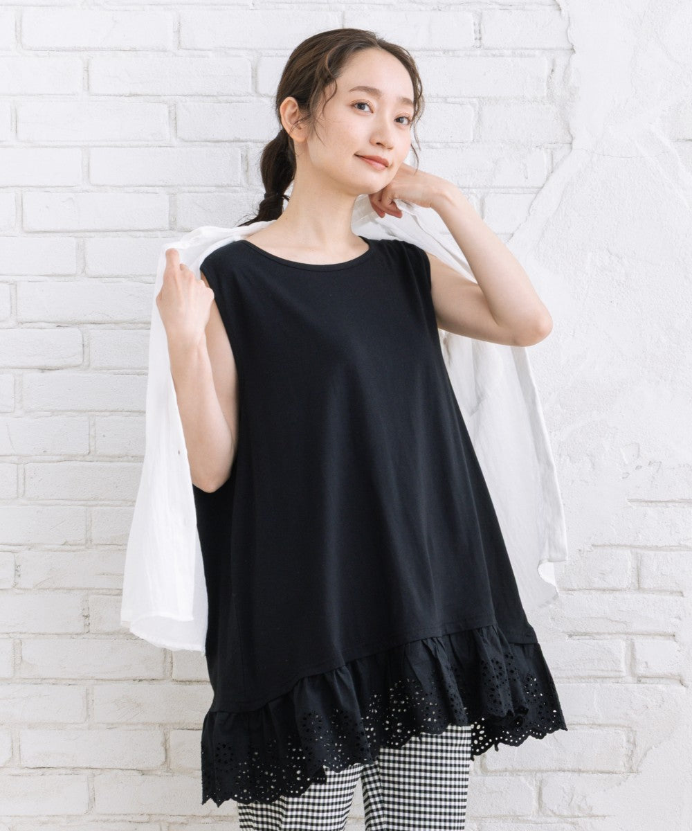 【sabstreet bis】【web限定】 裾刺繍レースタンクトップ