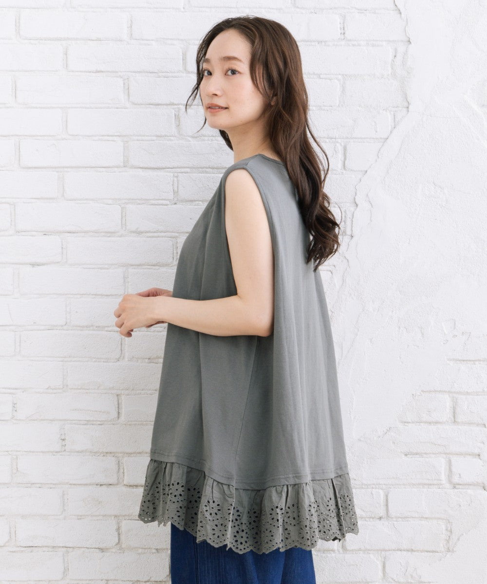 【sabstreet bis】【web限定】 裾刺繍レースタンクトップ