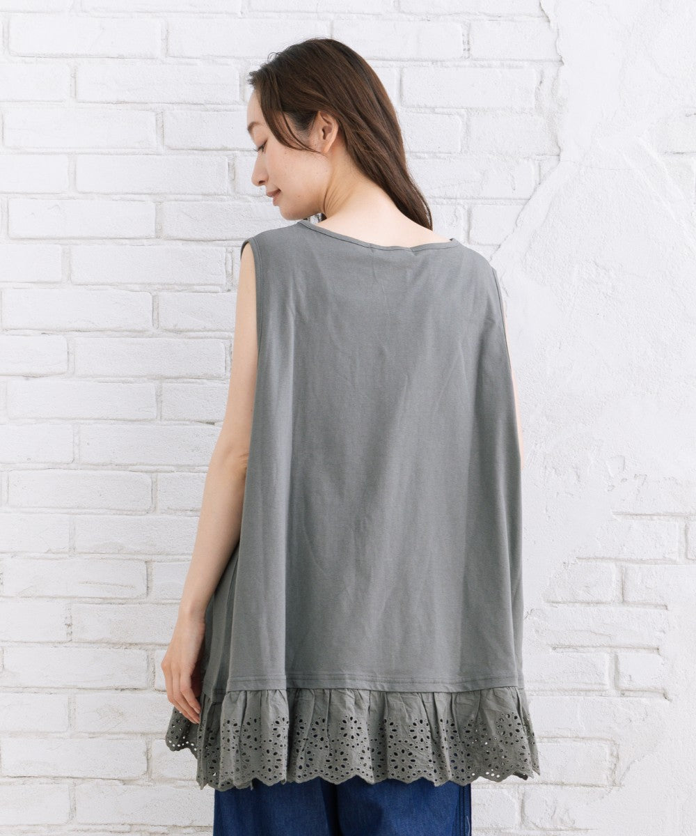 【sabstreet bis】【web限定】 裾刺繍レースタンクトップ