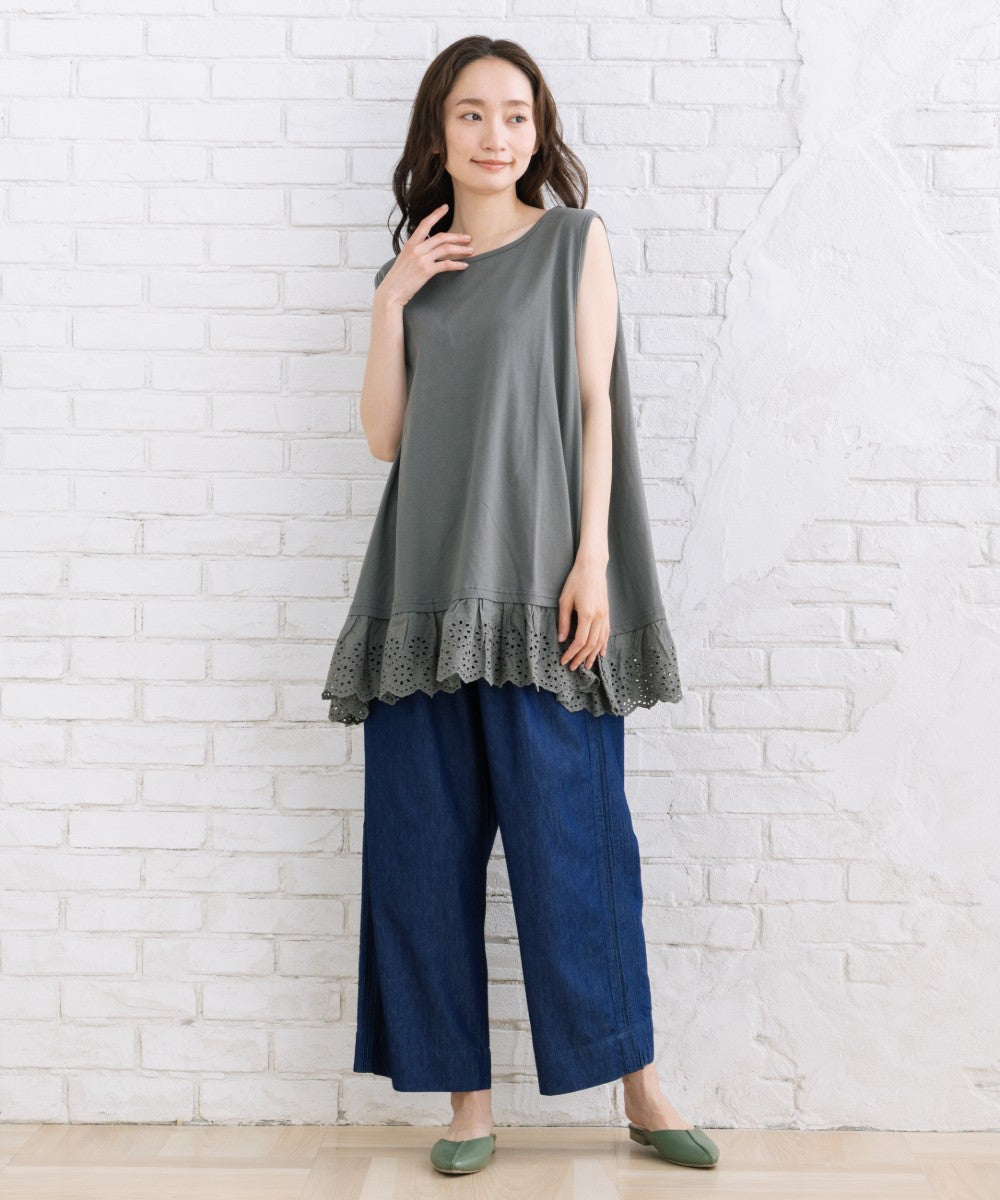 【sabstreet bis】【web限定】 裾刺繍レースタンクトップ