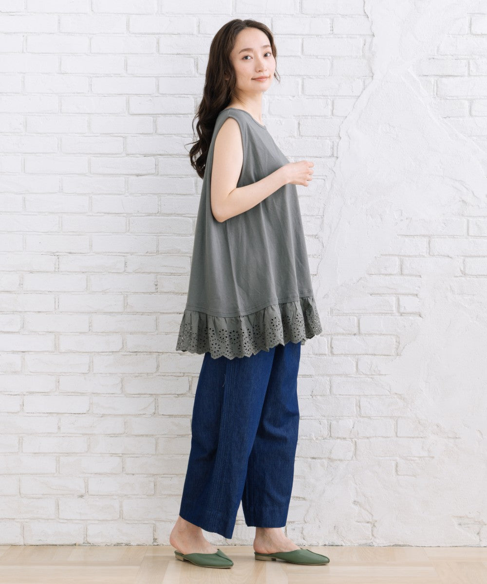 【sabstreet bis】【web限定】 裾刺繍レースタンクトップ