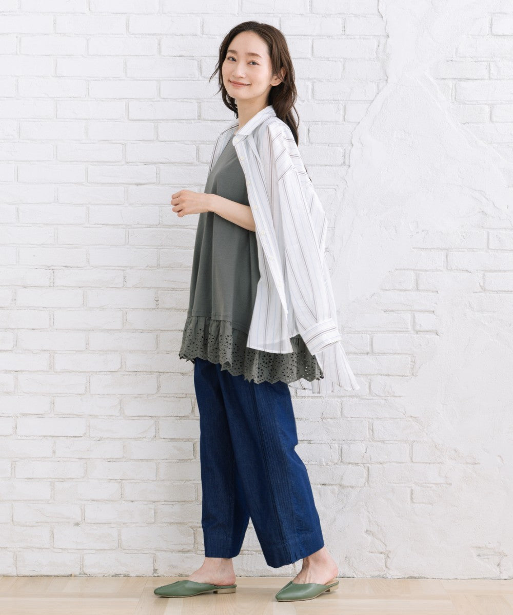 【sabstreet bis】【web限定】 裾刺繍レースタンクトップ