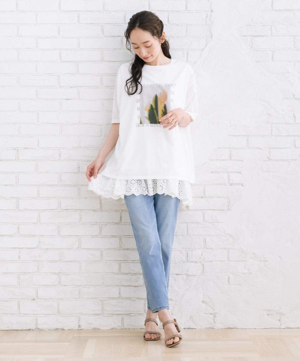 【sabstreet bis】【web限定】 裾刺繍レースタンクトップ