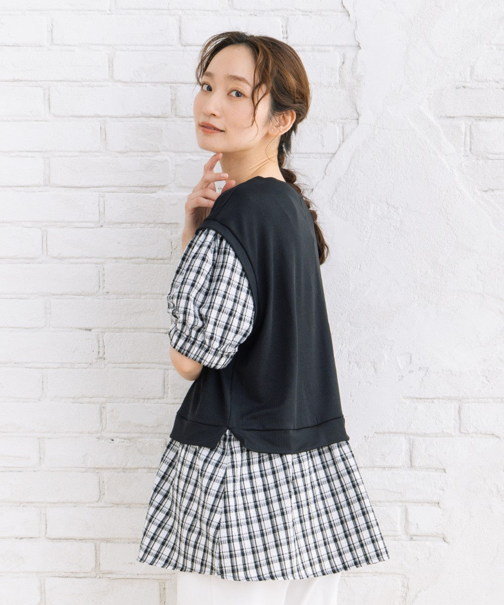 【sabstreet bis】【web限定】 チェック切替プルオーバー