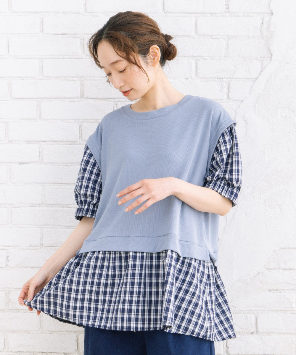 【sabstreet bis】【web限定】 チェック切替プルオーバー