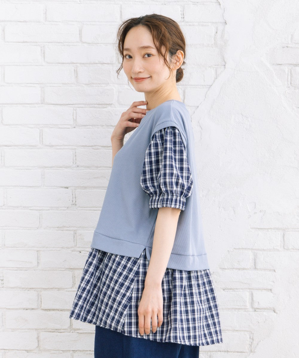 【sabstreet bis】【web限定】 チェック切替プルオーバー