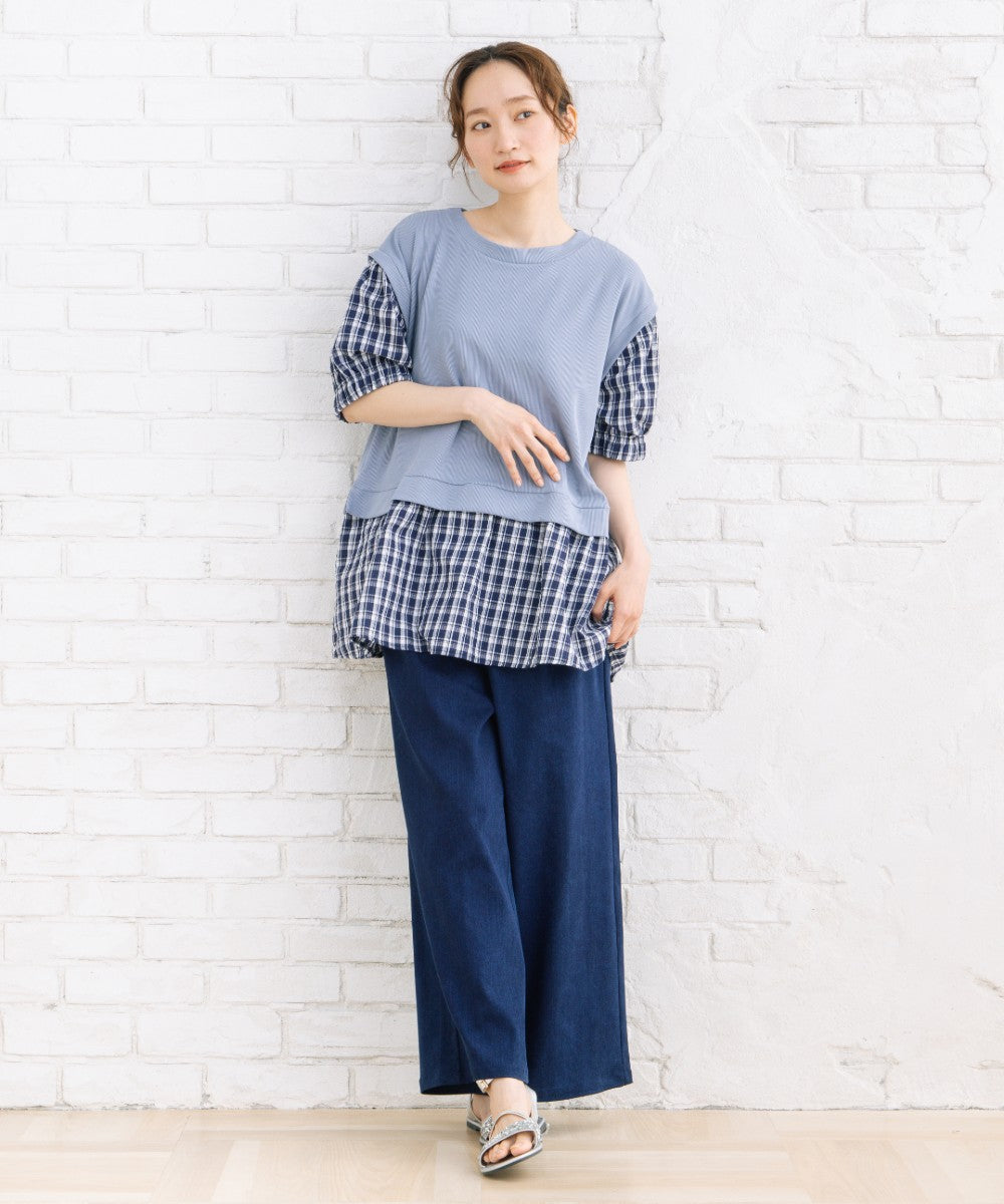 【sabstreet bis】【web限定】 チェック切替プルオーバー