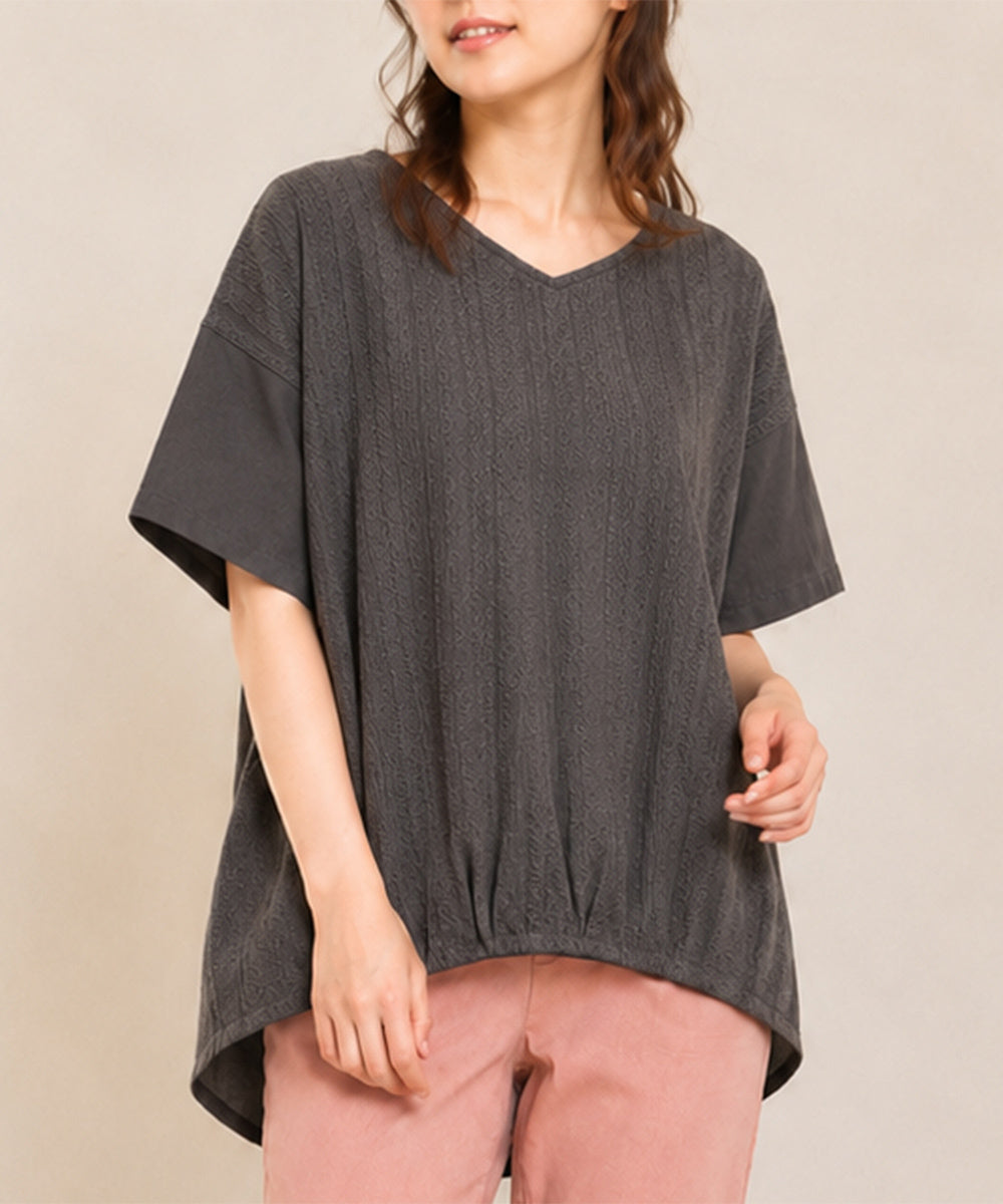 【sabstreet bis】【web限定】【接触冷感】 レース切替裾タックカットソー【先行予約】
