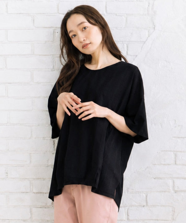 【sabstreet bis】【web限定】【接触冷感】 レース切替裾タックカットソー