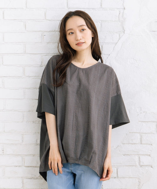 【sabstreet bis】【web限定】【接触冷感】 レース切替裾タックカットソー【先行予約】