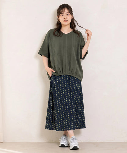 【sabstreet bis】【web限定】【接触冷感】 レース切替裾タックカットソー