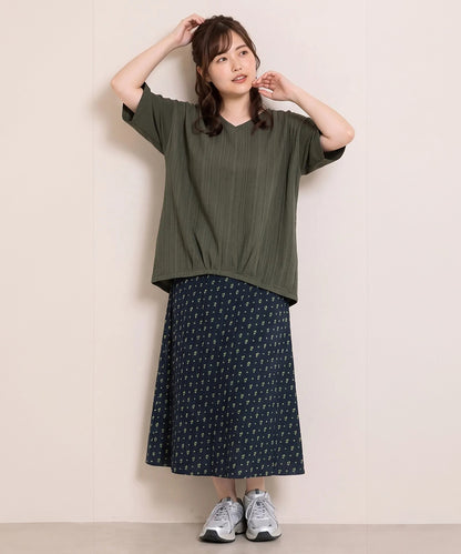 【sabstreet bis】【web限定】【接触冷感】 レース切替裾タックカットソー