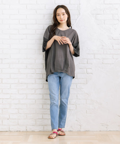 【sabstreet bis】【web限定】【接触冷感】 レース切替裾タックカットソー