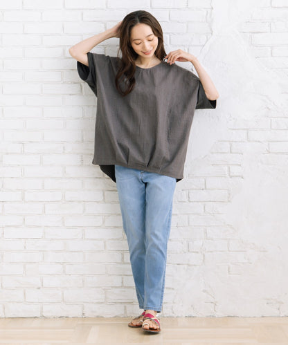 【sabstreet bis】【web限定】【接触冷感】 レース切替裾タックカットソー