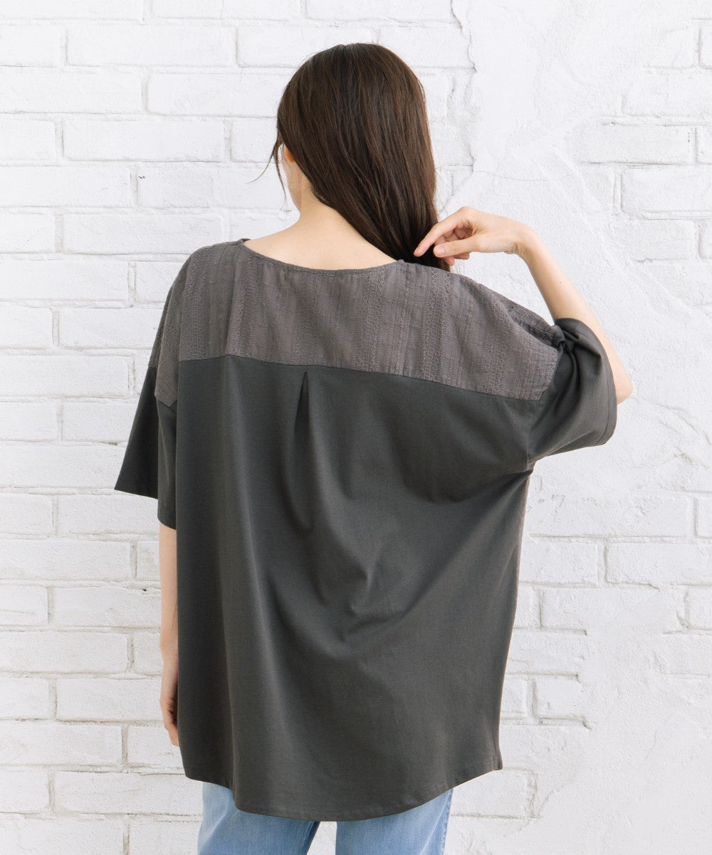 【sabstreet bis】【web限定】【接触冷感】 レース切替裾タックカットソー