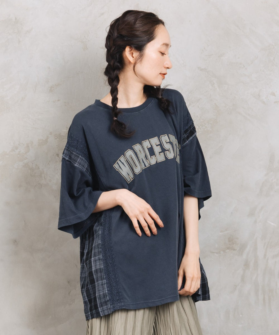 【sabstreet bis】【web限定】 布帛コンビロゴプルオーバー