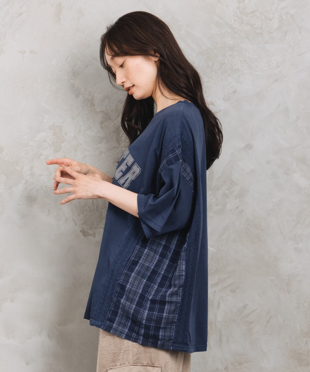 【sabstreet bis】【web限定】 布帛コンビロゴプルオーバー