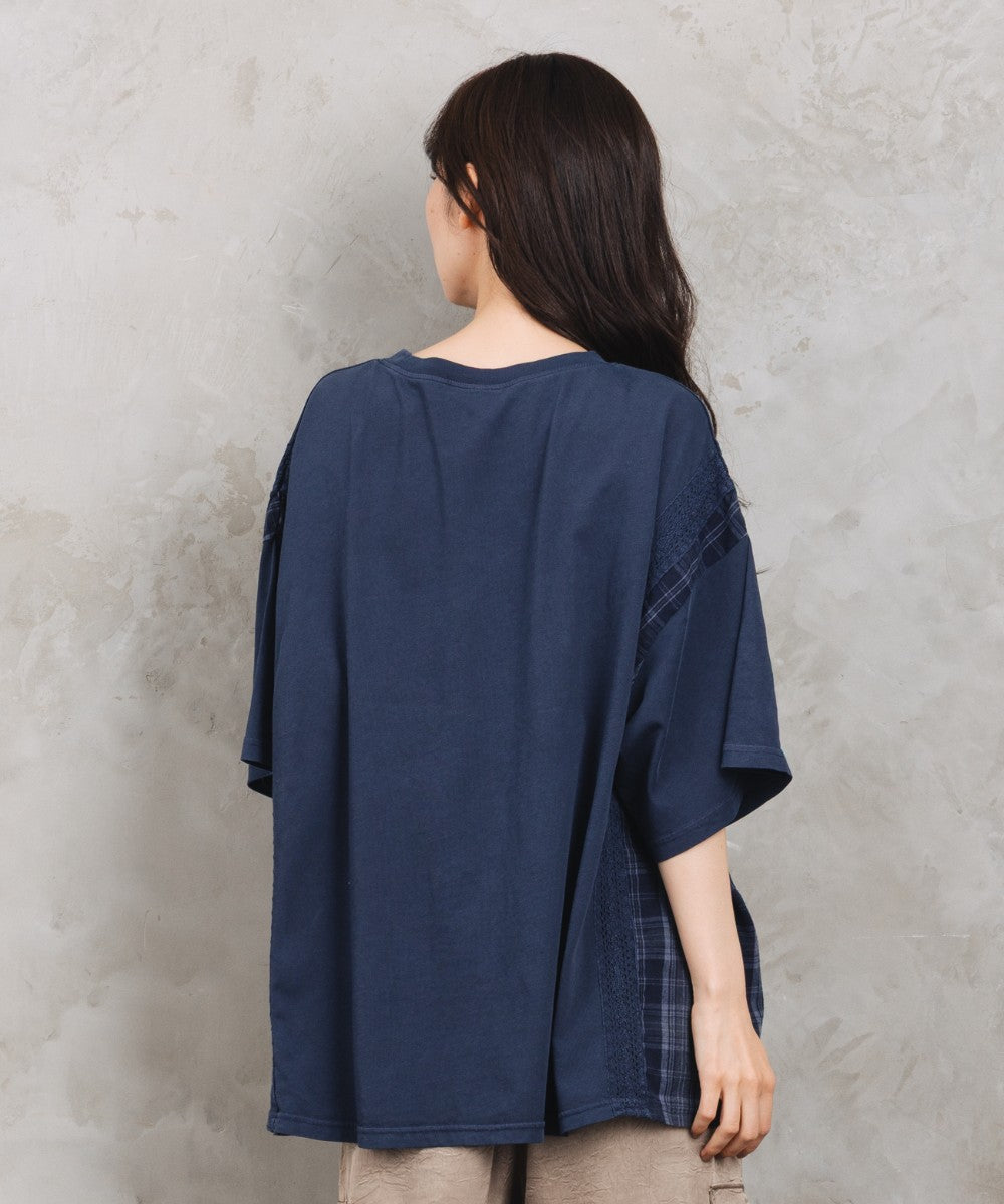 【sabstreet bis】【web限定】 布帛コンビロゴプルオーバー