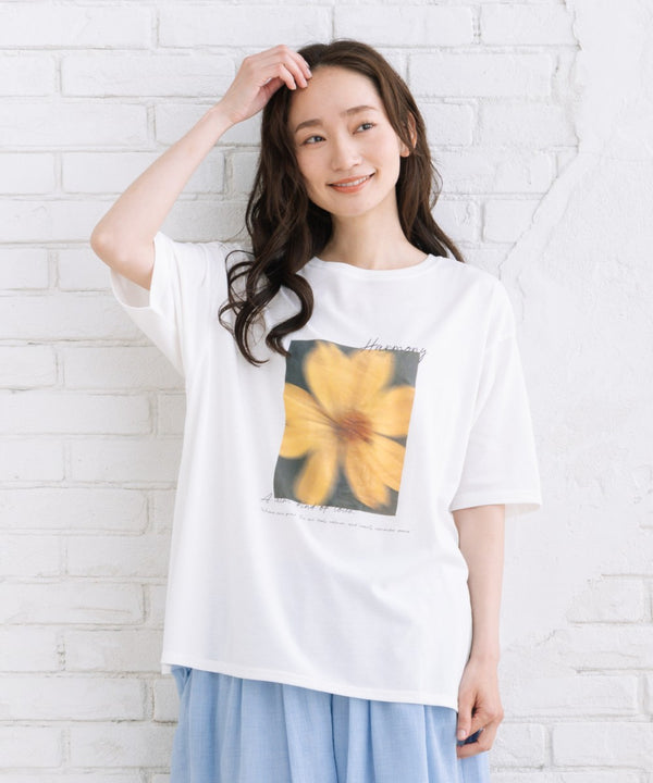 【sabstreet bis】【web限定】 【接触冷感・UV】フラワーフォトプリントTシャツ