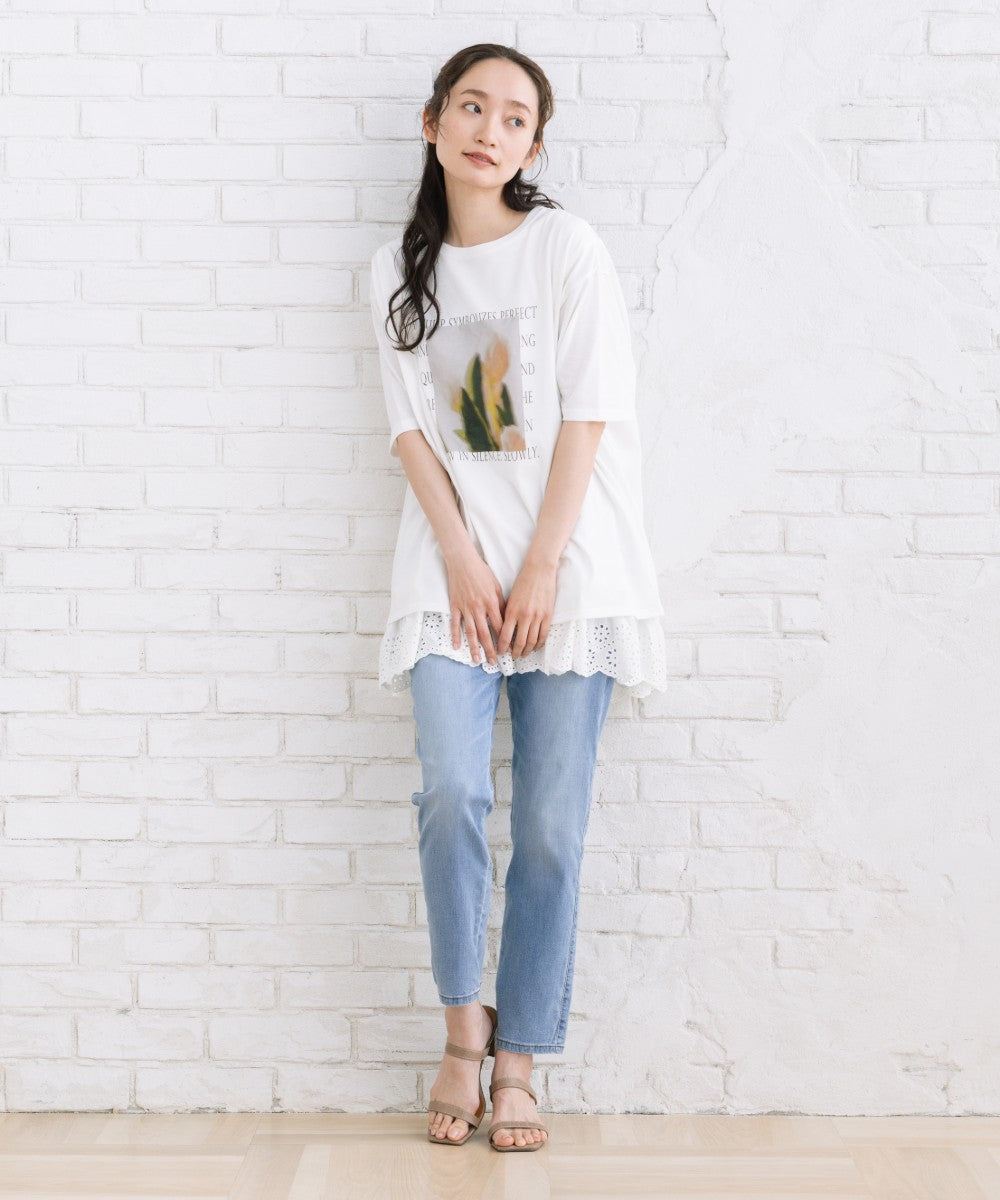 【sabstreet bis】【web限定】 【接触冷感・UV】フラワーフォトプリントTシャツ