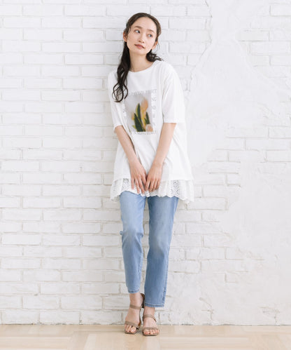 【sabstreet bis】【web限定】 【接触冷感・UV】フラワーフォトプリントTシャツ
