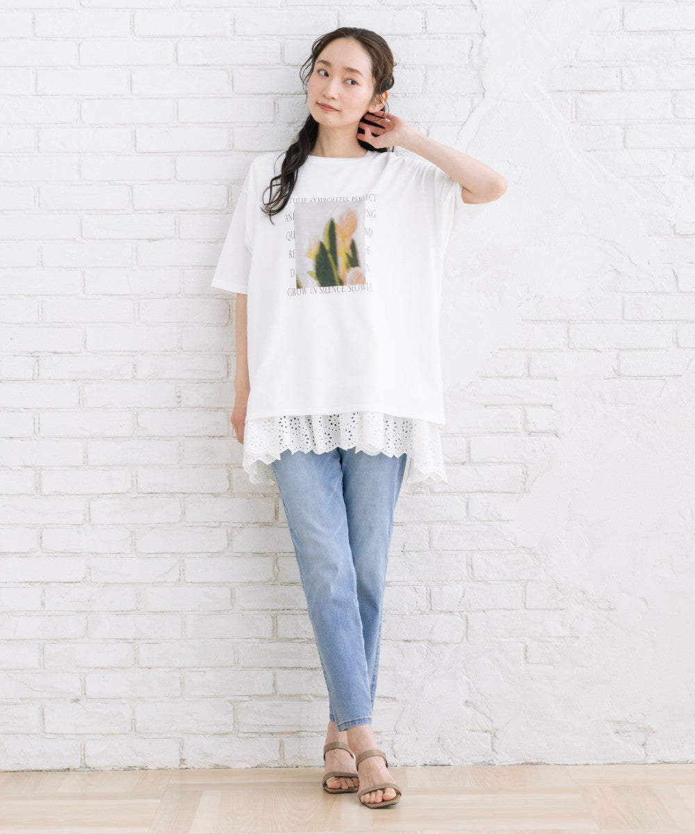 【sabstreet bis】【web限定】 【接触冷感・UV】フラワーフォトプリントTシャツ