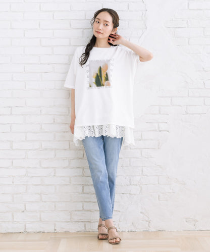 【sabstreet bis】【web限定】 【接触冷感・UV】フラワーフォトプリントTシャツ
