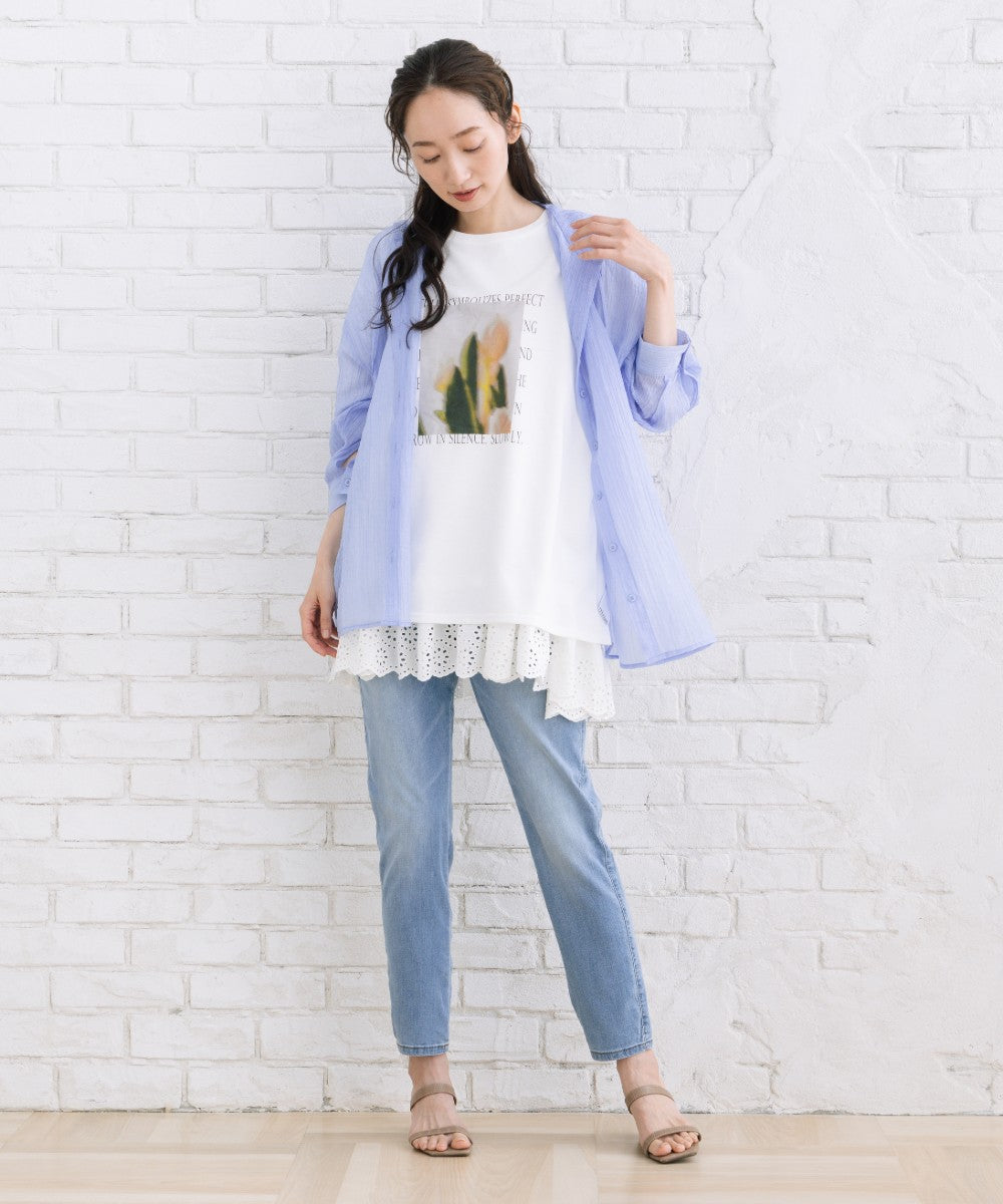 【sabstreet bis】【web限定】 【接触冷感・UV】フラワーフォトプリントTシャツ