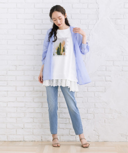 【sabstreet bis】【web限定】 【接触冷感・UV】フラワーフォトプリントTシャツ