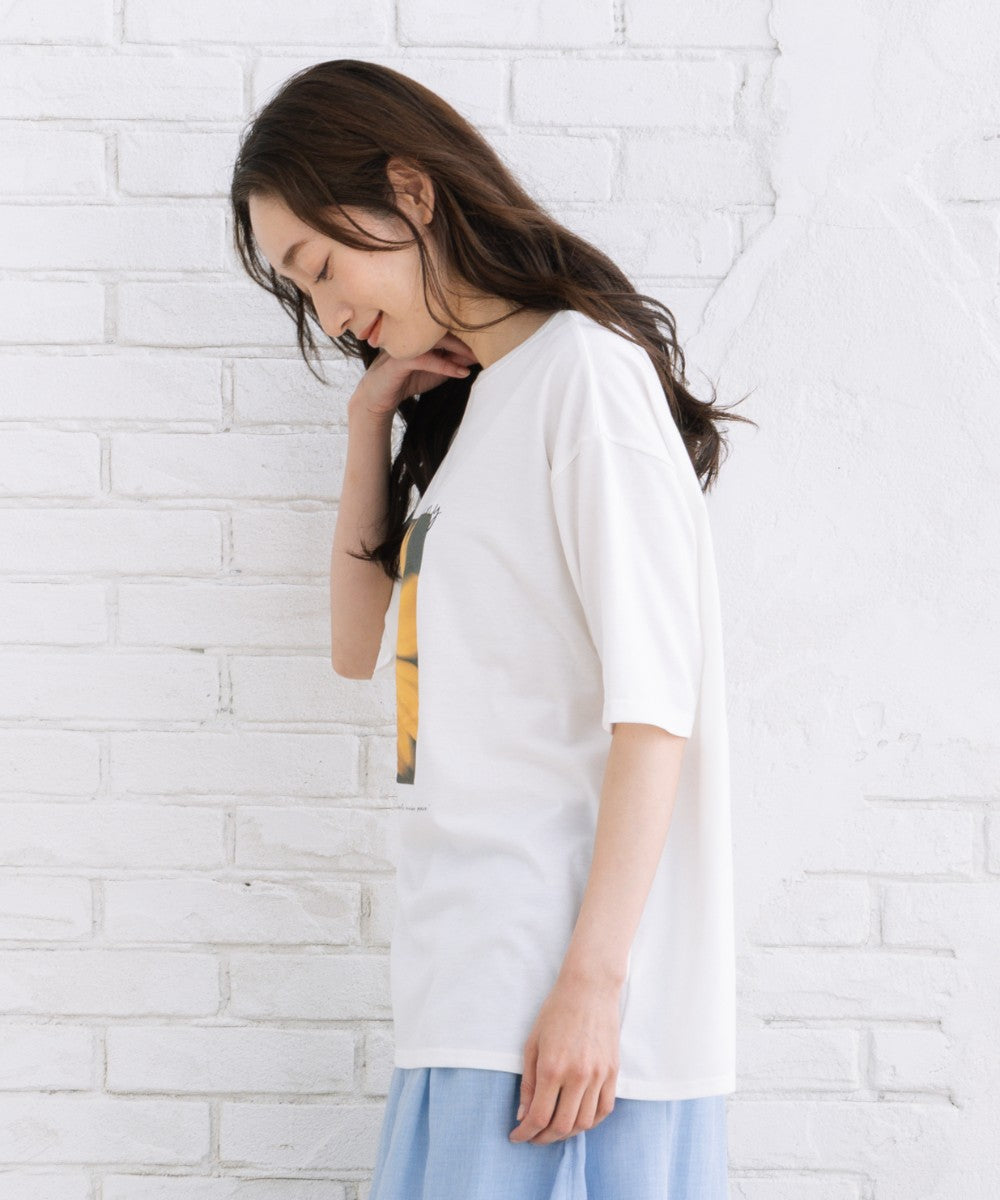 【sabstreet bis】【web限定】 【接触冷感・UV】フラワーフォトプリントTシャツ