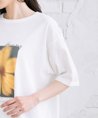 【sabstreet bis】【web限定】 【接触冷感・UV】フラワーフォトプリントTシャツ