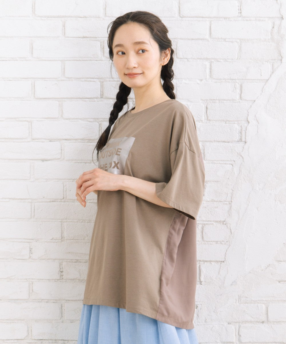 【sabstreet bis】【web限定】 布帛コンビ箔プリントカットソー【先行予約】