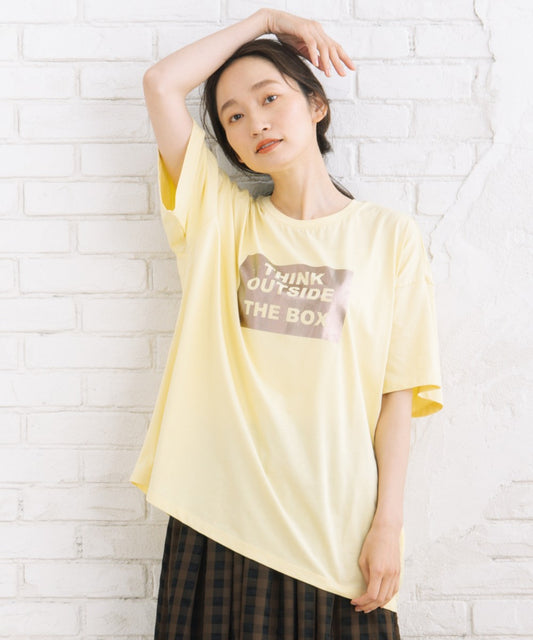 【sabstreet bis】【web限定】 布帛コンビ箔プリントカットソー【先行予約】