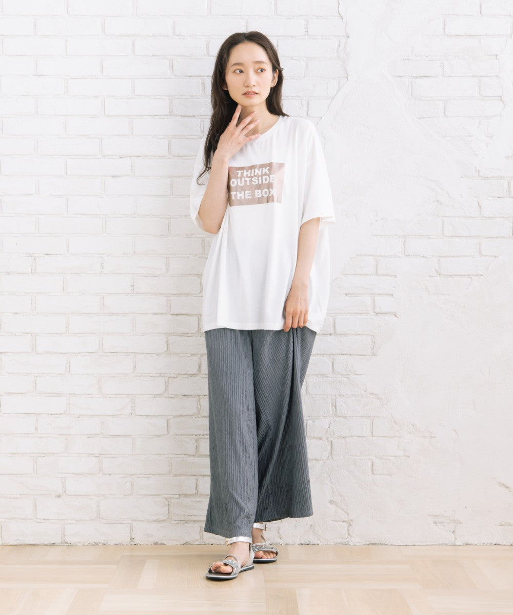 【sabstreet bis】【web限定】 布帛コンビ箔プリントカットソー【先行予約】