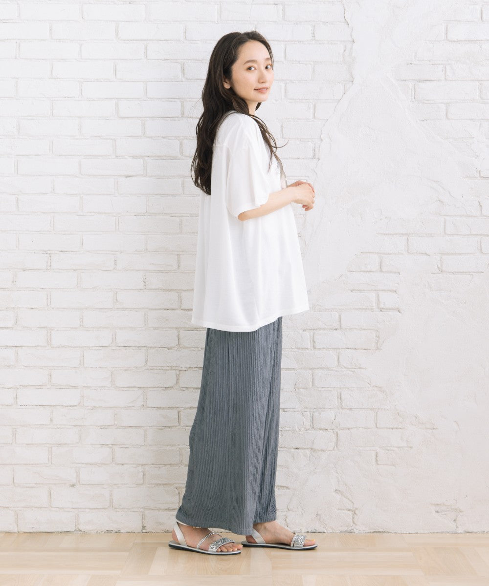 【sabstreet bis】【web限定】 布帛コンビ箔プリントカットソー【先行予約】