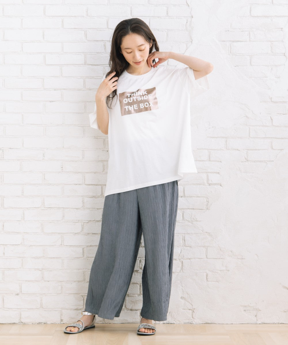 【sabstreet bis】【web限定】 布帛コンビ箔プリントカットソー【先行予約】