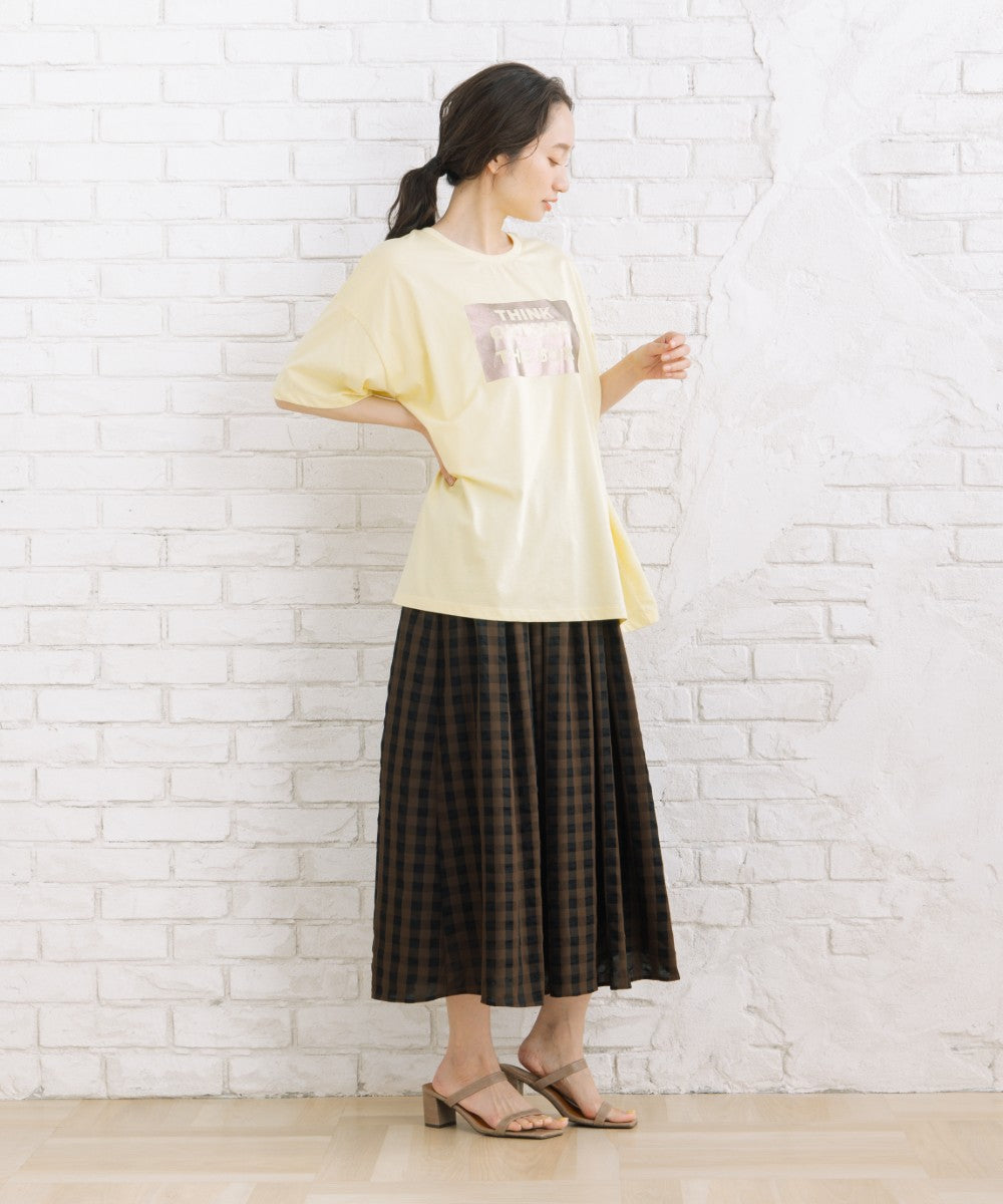 【sabstreet bis】【web限定】 布帛コンビ箔プリントカットソー【先行予約】