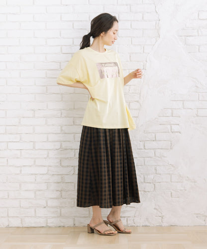 【sabstreet bis】【web限定】 布帛コンビ箔プリントカットソー