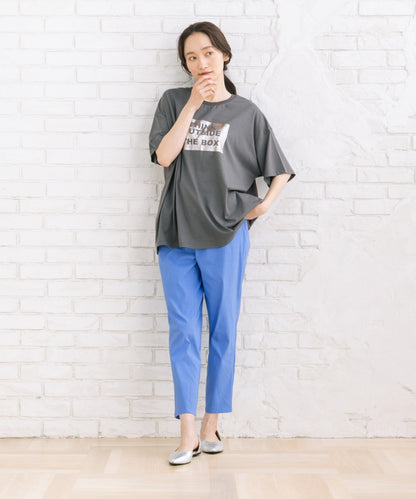 【sabstreet bis】【web限定】 布帛コンビ箔プリントカットソー