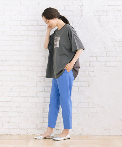 【sabstreet bis】【web限定】 布帛コンビ箔プリントカットソー