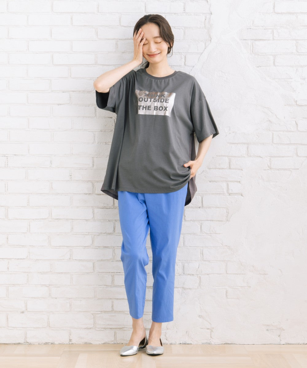 【sabstreet bis】【web限定】 布帛コンビ箔プリントカットソー【先行予約】