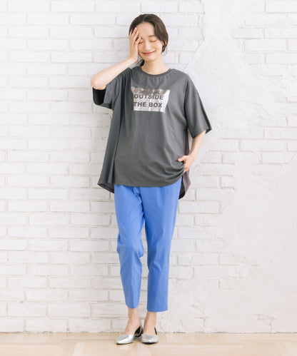 【sabstreet bis】【web限定】 布帛コンビ箔プリントカットソー