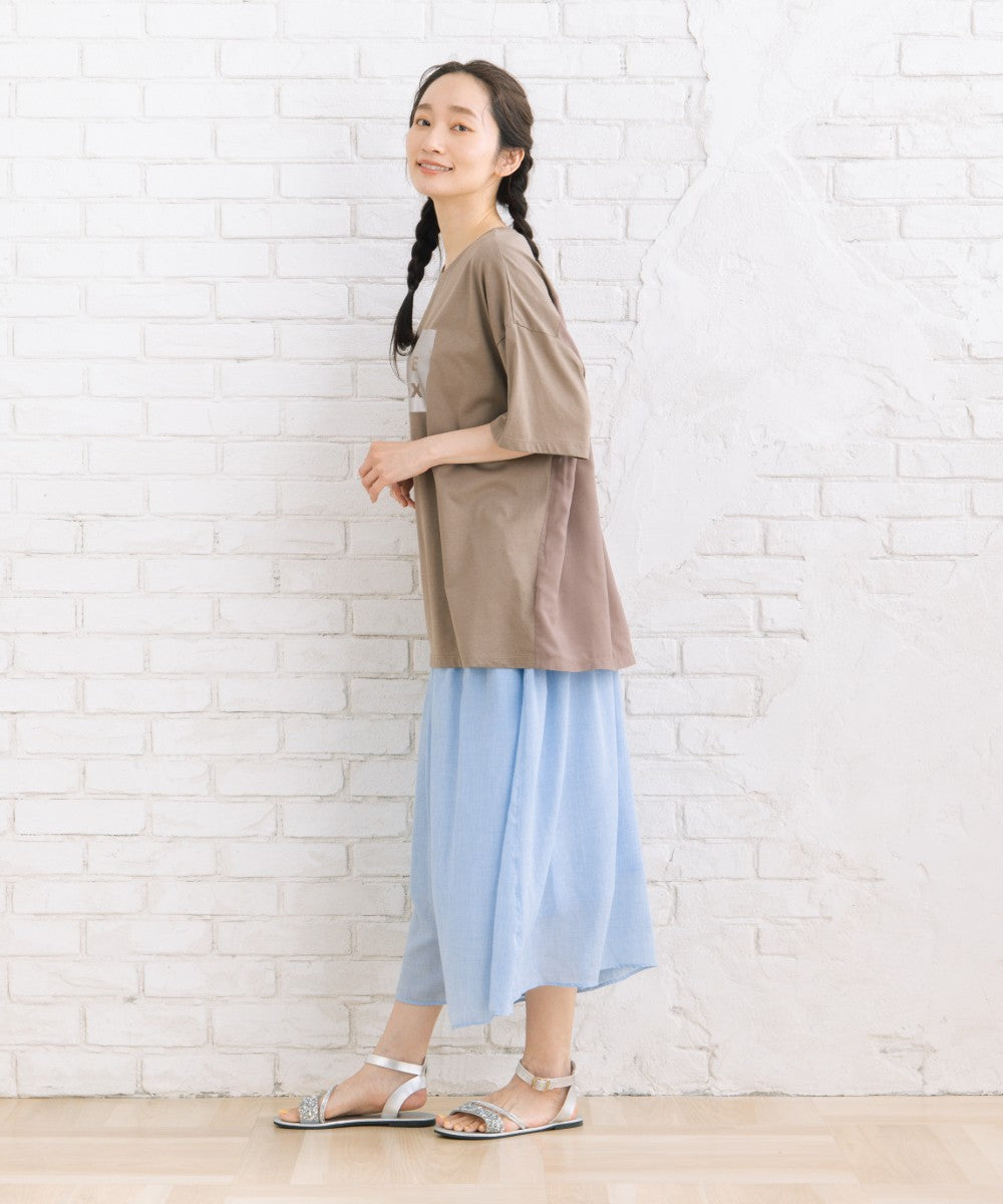 【sabstreet bis】【web限定】 布帛コンビ箔プリントカットソー【先行予約】